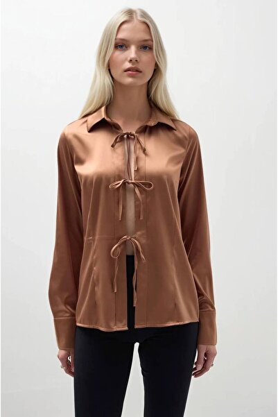 Secret Passion Lingerie New Season Women's Satin Shirt with Tie Detail 52218012