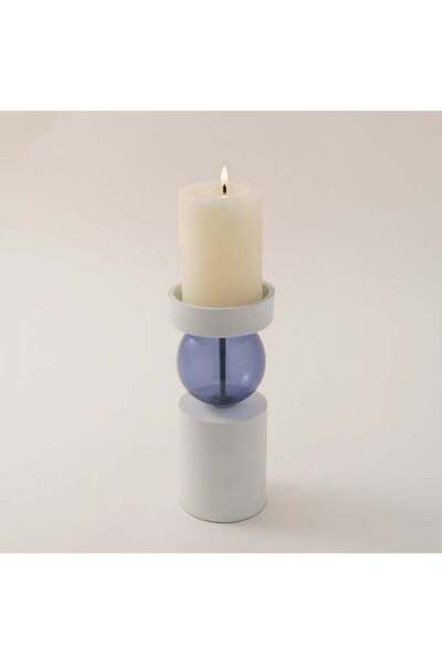 homez Piller Candle Holder Yaqut Collection, White 9*9*20Cm
