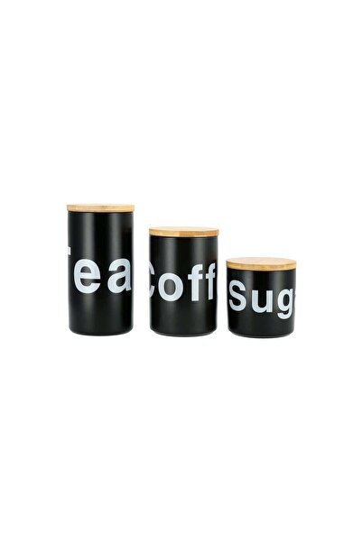 Dallaty 3 piece black porcelain canister set
