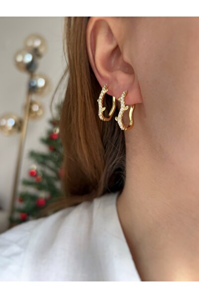 ToffyStore أقراط دائرية بتصميم أوراق الشجر الفاخرة