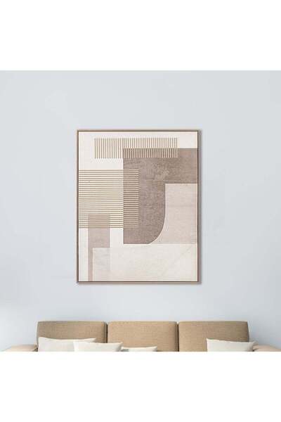 homez soft geometric shapes canvas wall art in a wooden frame