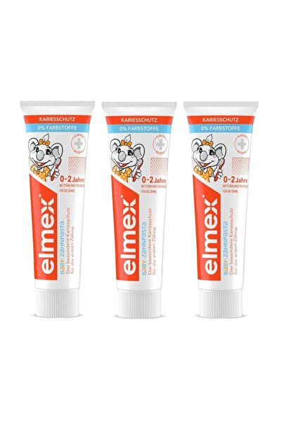 Elmex معجون أسنان للأطفال من 0-2 سنة أمينفلوريد 50 مل × 3 قطع (حماية من تسوس ...