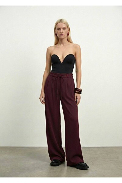 Noi Belis Wide Leg Tied Detailed Woven Trousers Aw25Pl0008