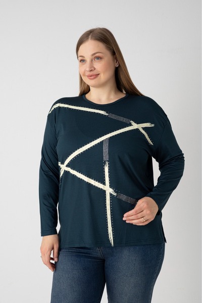 Orly More Viscose Fabric Mini Slit Plus Size Long Sleeve Collared Combed Cott...