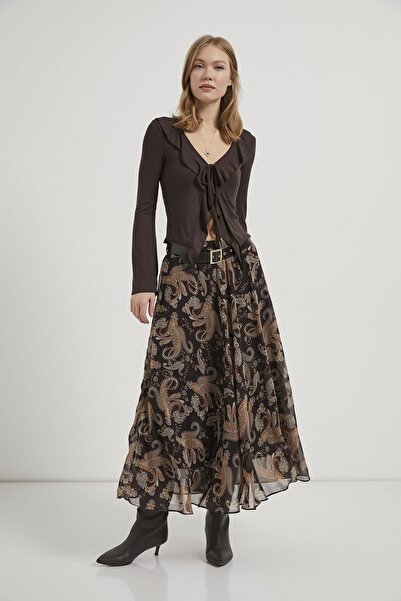 Arma Life ARMALIFE 1540 FUSTĂ DE DAMĂ DIN ȘIFON CU TIV CURBAT ȘI CUREA