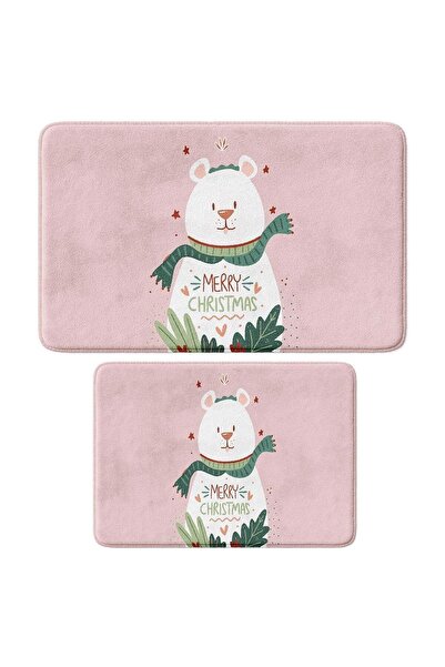 Monnhein Cute Printed 2-Piece Christmas Decor Bath Mat Set - 50X80 - 40X60 En...