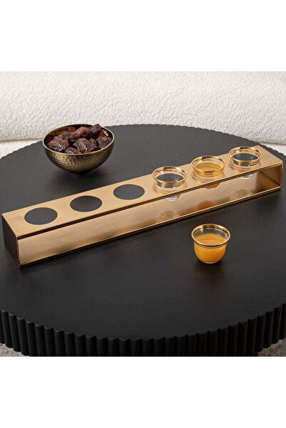 Dallaty حامل أكواب قهوة سعودي معدني ذهبي - 50.5*8*6 سم