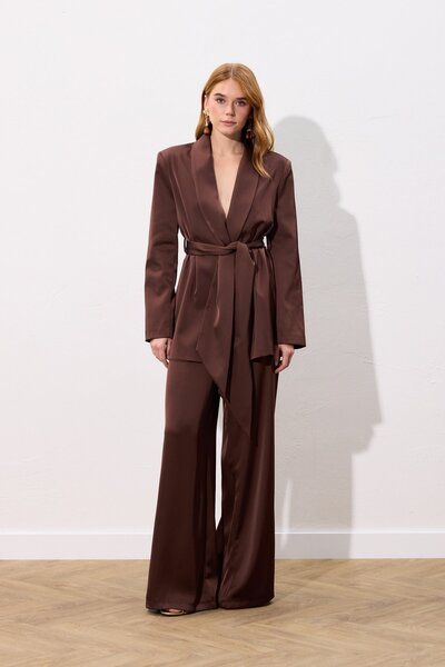 Sateen Satin Trousers - Brown