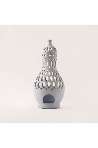 homez حامل شموع خزفي أزرق فاتح