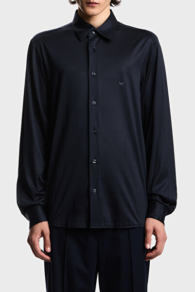 Emporio Armani Cotton Slim Fit Logo Long Sleeve Shirt Men's Shirt Em004604 Af...