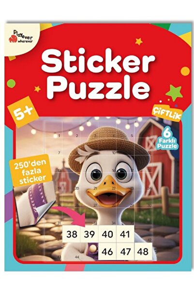Mucit Panda Playever Sticker Puzzle - Çiftlik, Çıkartmalı Yapboz Etkinlik Kitabı