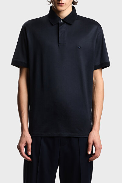 Emporio Armani Cotton Blend Regular Fit Logo Buttoned Polo Men's Polo Em00458...