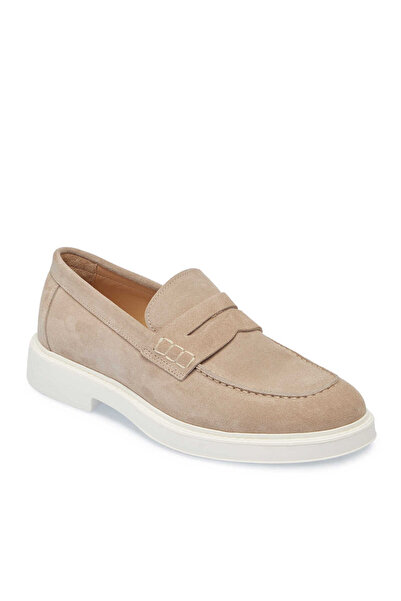 Tergan Bej Hakiki Süet Deri Erkek Loafer - E25I1AY57239-B79