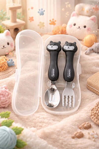 CEZVE HOME Metal Spoon and Fork with Child Figure |   Food Spoon |   Boxed Cu...