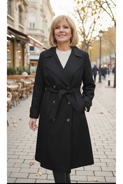 güncüoğlu Палто с колан от плат Bondi с дължина 110 cm