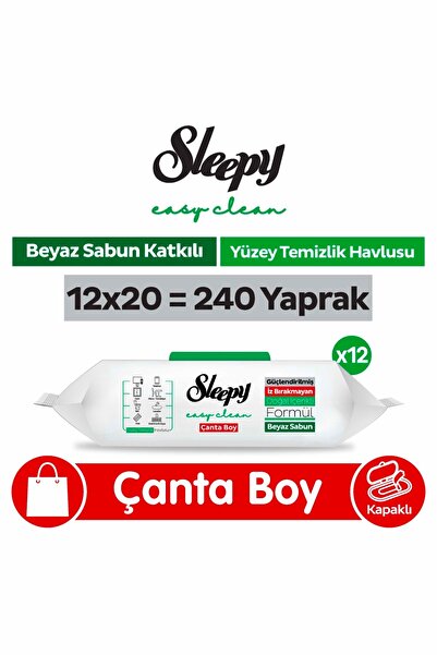Sleepy Easy Clean Beyaz Sabun Katkılı Yüzey Temizlik Havlusu Çanta Boy 12x20 ...