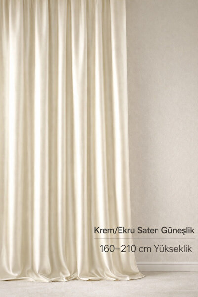 SHY TEKSTİL Lüks 1.Sınıf Özel Dikim Elegance Krem-Ekru Saten Güneşlik 160-210...
