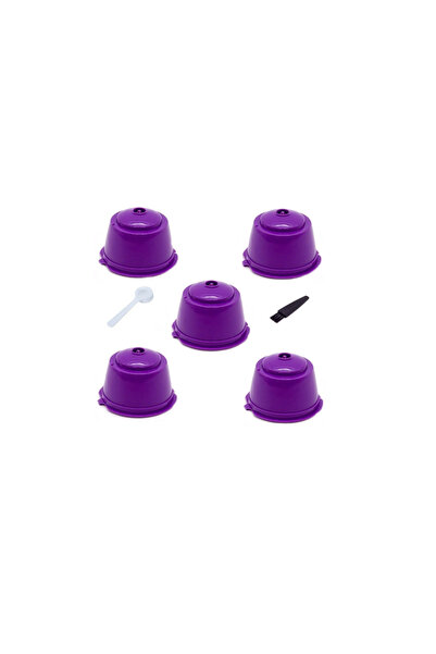 OEM Set 5 Capsule cafea, reincarcabila, compatibil Dolce Gusto, violet, cu pe...