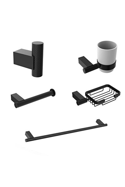 Milano طقم إكسسوارات حمام فاخر من أرمانو مكون من 5 قطع، مصنوع من النحاس المتي...