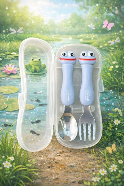 CEZVE HOME Metal Spoon and Fork with Child Figure |   Food Spoon |   Boxed Cu...