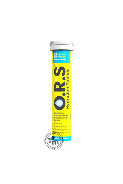 ORS O.R.S Hydration Tablets Lemon Flavor for Adults & Children, 24 Tablets