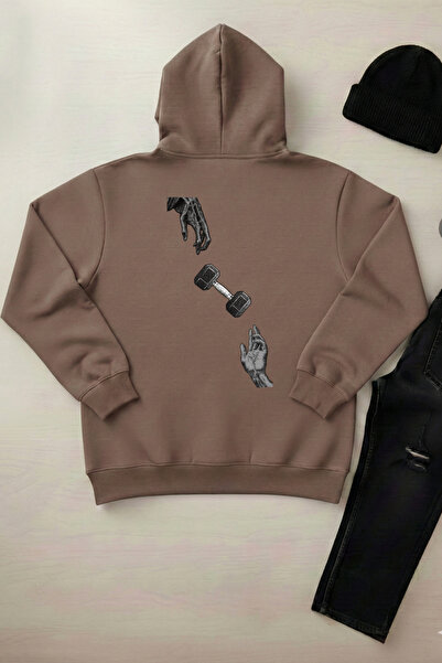 OXVİN Lift It Up - سترة بقلنسوة للجنسين مع جيب كنغر و3 خيوط (مع صوف من الداخل)