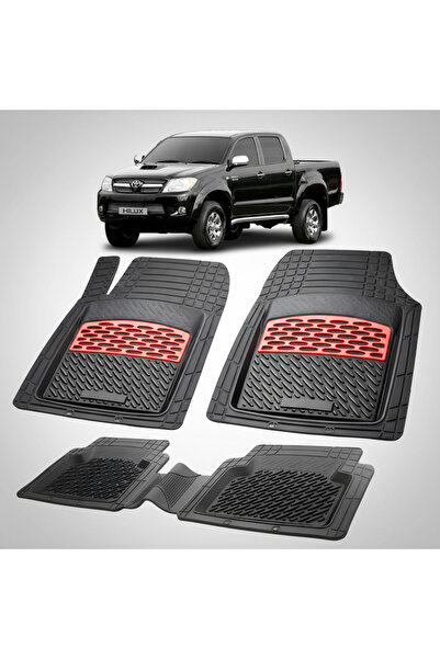 TEAMCAR Πατάκια αυτοκινήτου συμβατά με Toyota Hilux VII (2005-2015) Κόκκινα