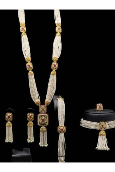 Nabd Althiqa طقم لولو النسائي من اللؤلؤ المطلي بالزركون