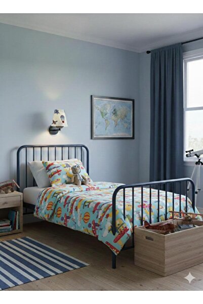 BİAVİZE Boy's Themed Gray Chrome Wall Sconce with Airplane and Rocket