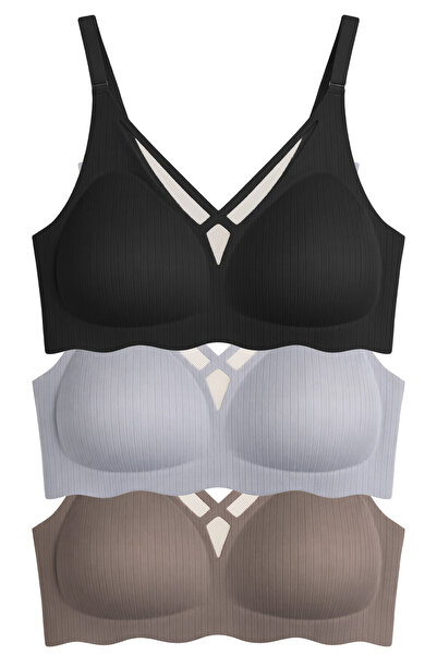 Cottonhill Seamless Bra - Liny |   Laser Cut Seamless Line Patterned Low-Cut ...