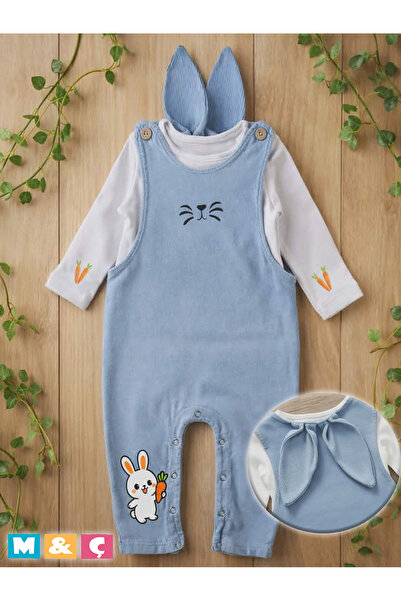 MÇ FAMİLY STORe TAVŞAN KULAKLI BEBEK KOT SALOPET 2Lİ TAKIM BUNNY DENİM OVERAL...