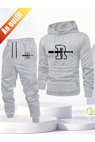 AEMİ Unisex Printed Hooded Top and Bottom Set