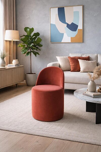 Breda Home Concept Lotus Silindir Sırtlı Dekoratif Modern Puf