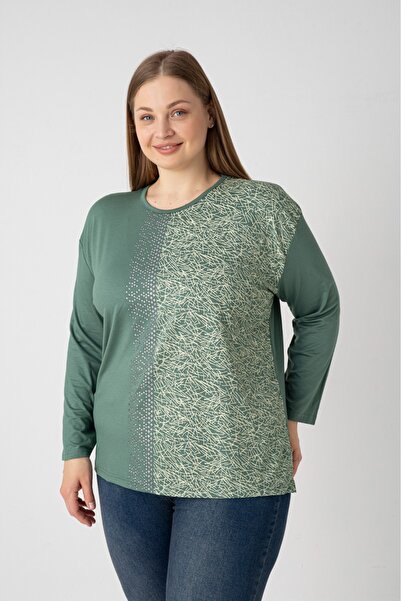 Orly More Μακρυμάνικη χτενισμένη βαμβακερή μπλούζα από ύφασμα βισκόζης με μίν...