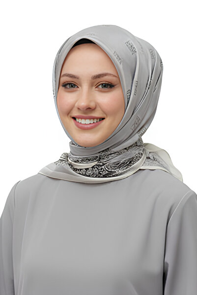 levamor eşarp şal LEVAMOR Kadın İpek ve Bambu Karışımlı Kristal Eşarp Gri