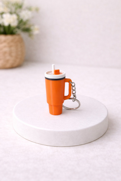 RENKLİ SOKAK Mini Thermos Green Color Keychain / Thermos Keychain with Straw ...