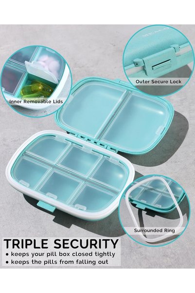 MEACOLIA Travel Pill Organizer 3 Pieces with 8 Compartments