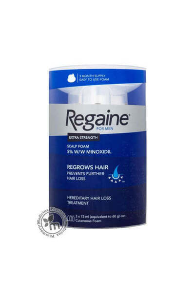 Regaine رغوة مينوكسيديل للشعر بتركيز 5%، قوة إضافية، 3 × 73 مل