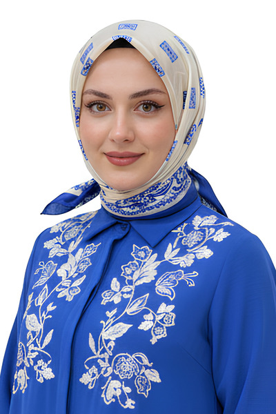 levamor eşarp şal LEVAMOR Kadın İpek ve Bambu Karışımlı Kristal Eşarp Ekru-Saks