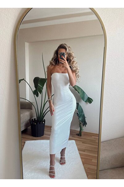 NİCE STYLE Women's Full Lycra Stone Detail Long Dress