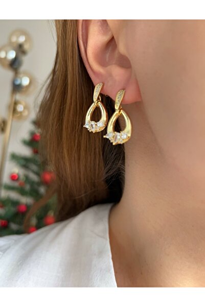 ToffyStore أقراط بيضاوية الشكل بتفاصيل زهرية فاخرة