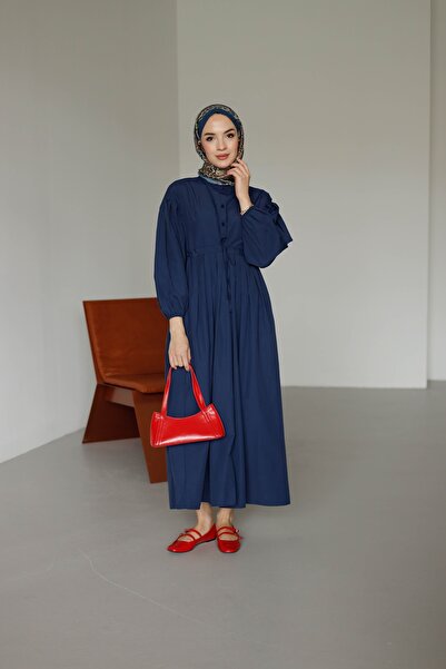 MOONSC Дамска рокля с връзки в талията и детайли от пиле на ръкавите и полата