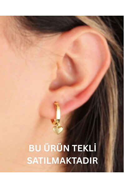 YCL JEWELLERY (TEKLİ) Desenli Altın Kalp Küpe