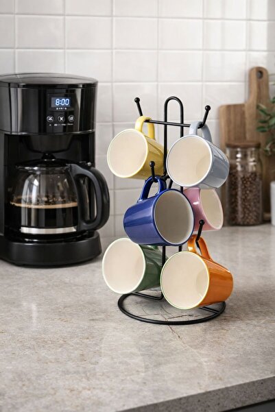 KARTEYA Siyah Metal Çok Amaçlı Fincan Askılığı Ve Takı Organizeri Standı