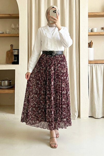 MODAQU Підкладкова спідниця з квітковим візерунком і поясом з шифону - м'ятна