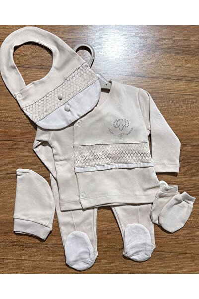 Sönmez Baby طقم ملابس أطفال مكون من خمس قطع مع طباعة فيل من UFAK وتفاصيل أزرا...