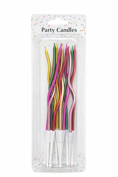 Vivian Fireworks Group Twisted Paraffin Birthday Candles, Set of 12, Metallic...