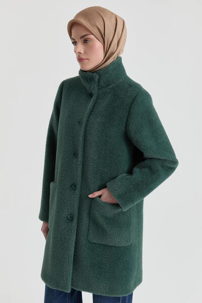 Tuğba Dik Yakalı Kaban - Zümrüt