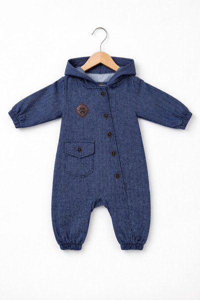 Baby Fou Hooded Buttoned Baby Jumpsuit
