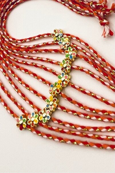 Concept HuBuTU 10 Pieces of Carded Gelatin Flower Figured Luxury Glittery Stringed Marteniçka Wristband Set